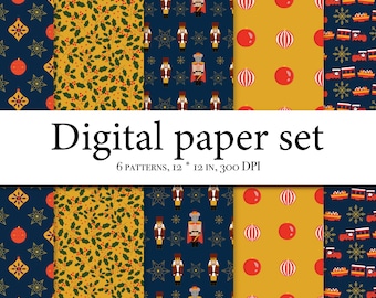 Digital Papers Modelli senza cuciture schiaccianoci