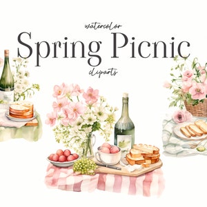 Watercolor Spring Clipart png - Spring Picnic Clipart - Spring scenery - Watercolor Picnic Outdoor Clipart - Watercolor Spring Clipart