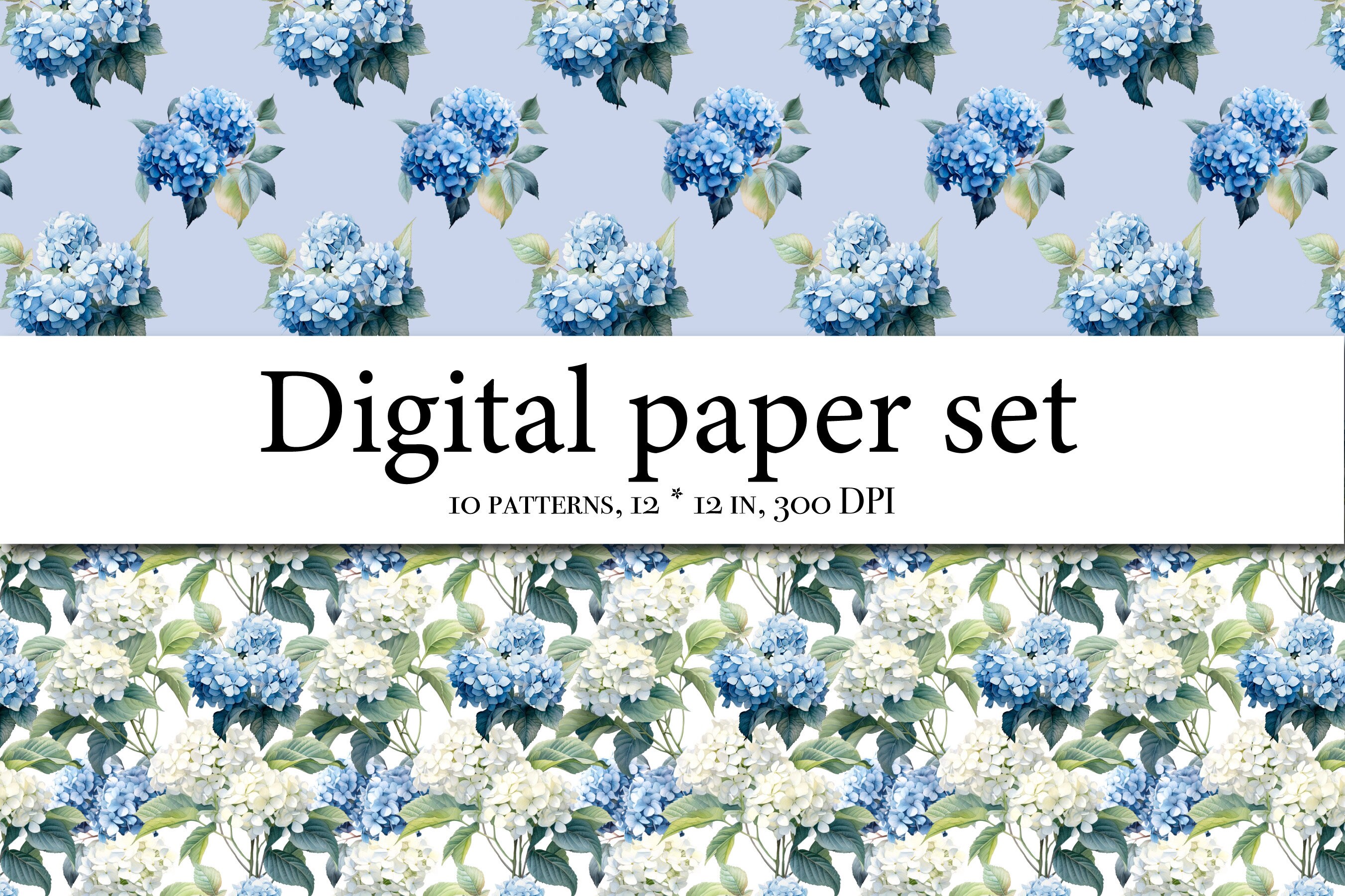 Watercolor Digital Paper Pack, Hydrangea Scrapbook, Hydrangea Seamless ...