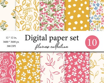 10 papéis digitais sem costura boho, papel de scrapbook boho, fundos boho, papel digital de uso comercial, padrões boho, boho fofo