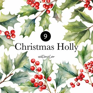 Watercolor Christmas Clipart - Watercolor Christmas Jolly PNG - Christmas Holly Jolly - Christmas decor clipart - Commercial use clipart PNG