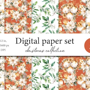 Aquarel Kerst Digitaal Papier - Kerstachtergrond - Aquarelpapier - Vakantiepapier - Kerstdieren - Naadloze kerstpapieren