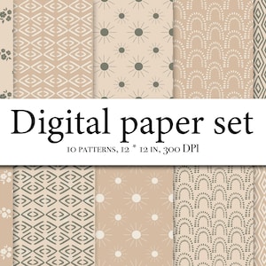 10 Boho Seamless Digital Papers, Boho Scrapbook Papier, Boho Hintergründe, Kommerzielle Nutzung Digitales Papier, Boho Muster, Niedliches Boho