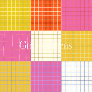 May include: A vibrant grid pattern with squares in yellow, orange, pink, and white. The word "Griffins" is displayed in a white font across the center of the image. The design is suitable for various applications.