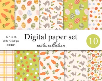Easter seamless pattern - Watercolor paper Easter - Digital paper - Happy Easter -  Bunny Pattern Carrot Background