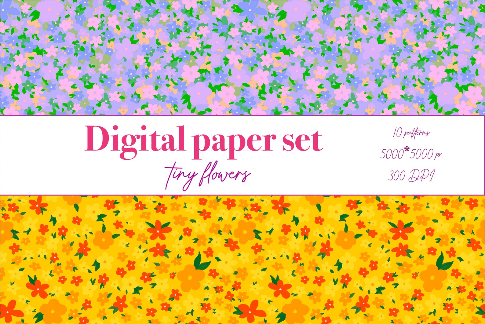 Pattern Clipart With Flowers Digital Paper- Flowers Seamless Pattern ...