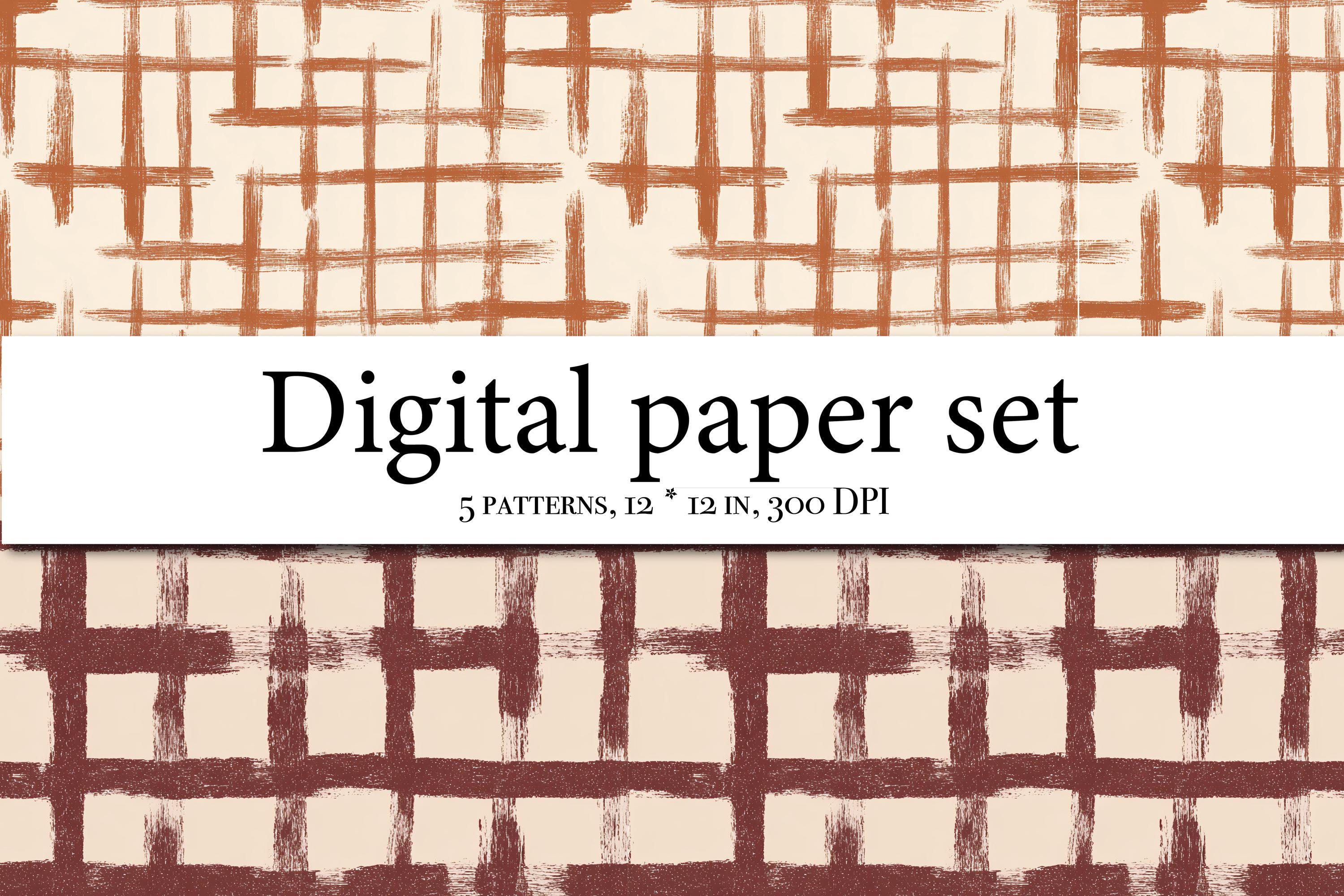 10 Seamless Grid Patterns, Hand Drawn Check Textures, Modern Minimalist ...