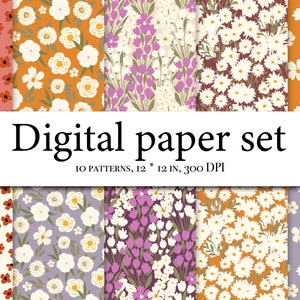 Muster Clipart mit Blumen Digital Papier- Blumen Musterdesign- Floral Prints -Blumen Hintergrund - Frühling - Floral Digital Papier