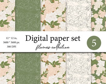 Peonies digital paper pack, pink peonies  scrapbook, peonies  seamless pattern, seamless pattern clipart with peony , floral background