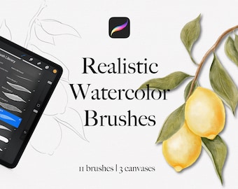Pennelli Procreate per acquerello realistici - Kit di pittura per Procreate - Pennelli per iPad - Pennelli per acquerello - Download digitale di tele per acquerello