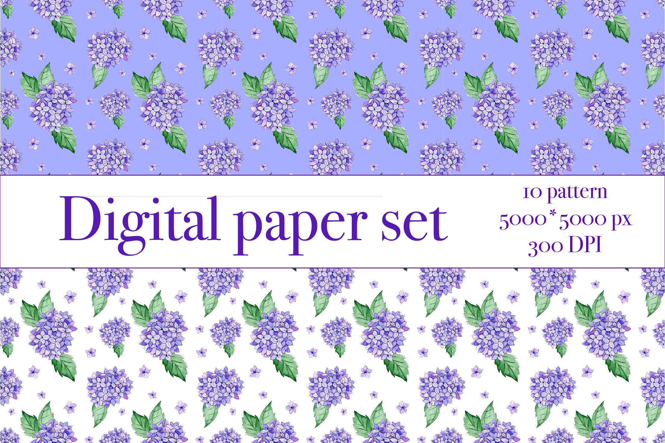 Watercolor Digital Paper Pack, Hydrangea Scrapbook, Hydrangea Seamless ...