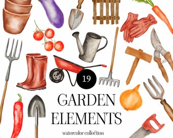 Imágenes Prediseñadas de jardín de acuarela, PNG de jardín de primavera, Herramientas de jardinería, Decoración de primavera, Imágenes prediseñadas de herramientas de jardín, Imágenes prediseñadas de vegetación digital png