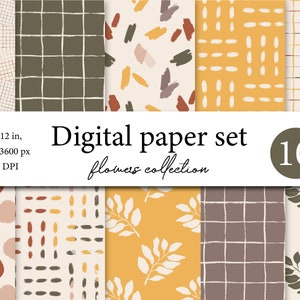 Carta digitale astratta, pacchetto di carta con pennellate moderne, motivo senza giunture di sfondo astratto alla moda, picchiettio Boho, forme di tendenza