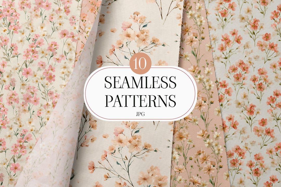 Floral Seamless Patterns Bundle Watercolor Flowers Digital Paper ...