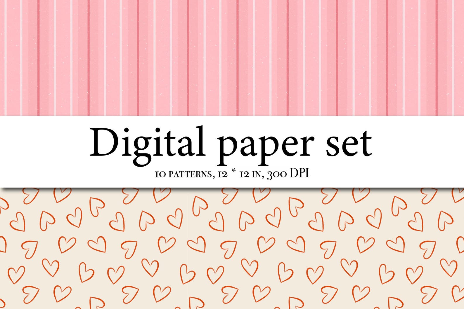 St. Valentine's Day Digital Scrapbooking, 10 Valentine Hearts Seamless ...