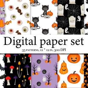 Halloween nahtloses Papier - Digital scrapbooking Halloween - Scrapbook-Papier - Nahtloses Muster - Süßes Designer-Papier - Halloween-Einladungen