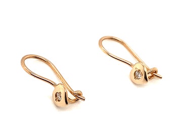 14K Rose Gold Diamond Earrings Kids Woman's