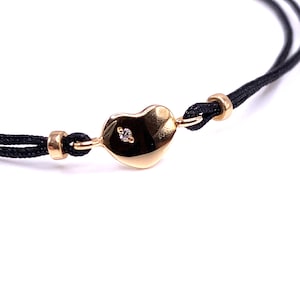 14K Yellow Gold Diamond Bracelet cord synthetic girls kids heart