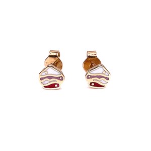 14K Yellow Gold Enamel Earrings Stud Kids Girls