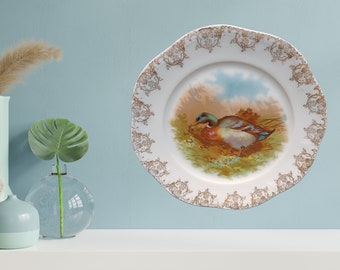 Antique Hand Painted, Decorative Mallard Duck Plate collector gift for him vintage, gallery wall, boho decor, wedding gift, mothers day gift