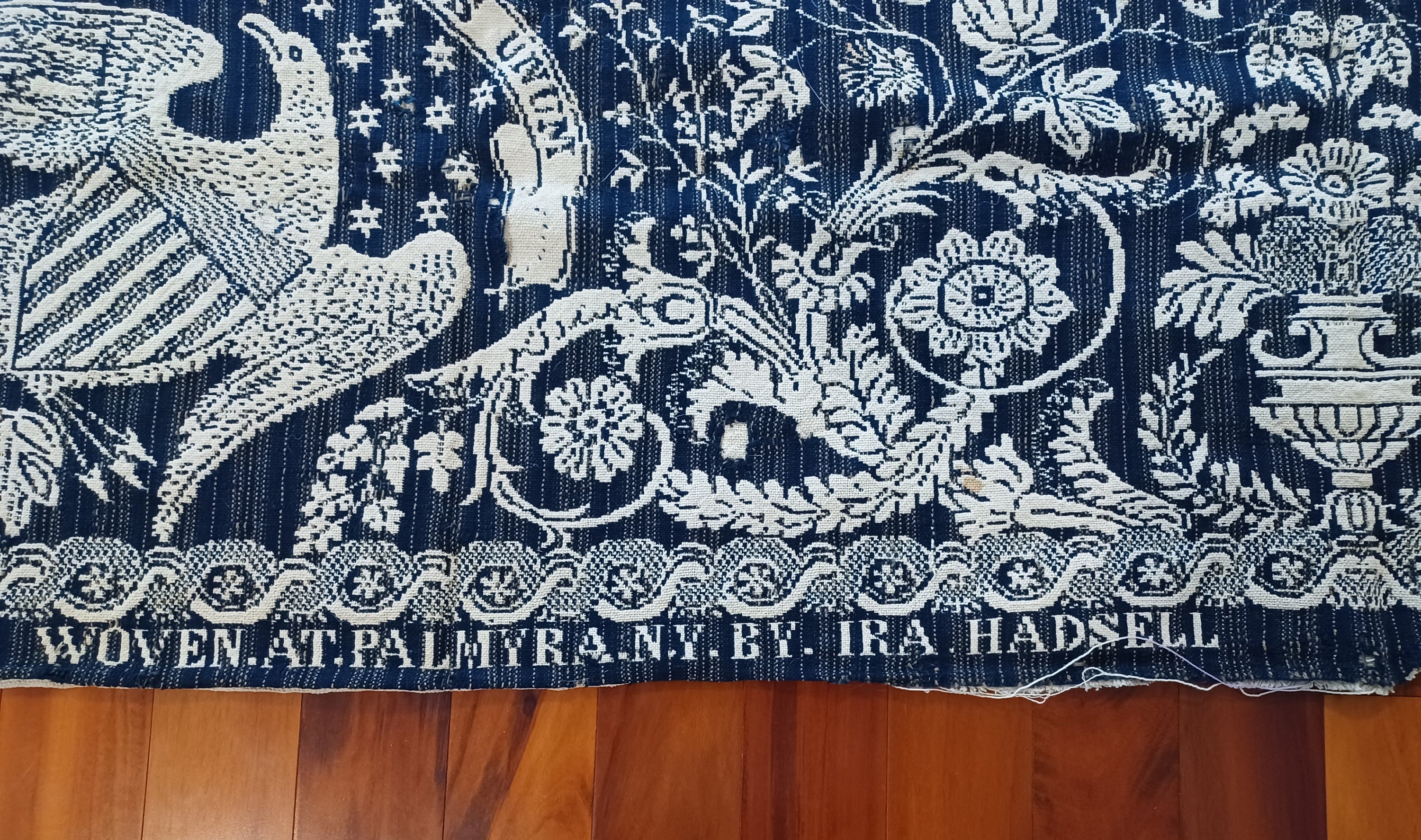 Museum Piece 1853 Rustic Patriotic Woven Coverlet Eagles Wall Decor ...