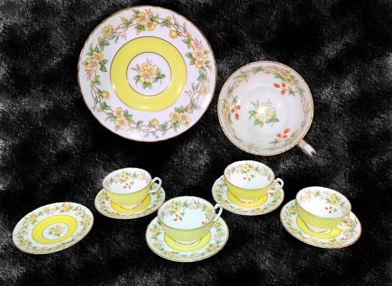 Vintage “Floral” Bone China Staffordshire England Tea Cups and Saucers