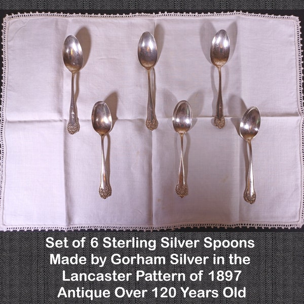 antique sterling silver teaspoons, antique teaspoons, Gorham solid Sterling, rare, unique, housewarming gift, boho decor, cottagecore, 1899