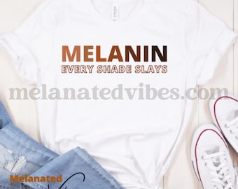 Camiseta Melanin Slay / Tienda de propiedad negra / Cultura negra / Empoderamiento negro / Historia negra / Afroamericano / Camisa sarcástica