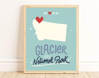 Glacier National Park Wall Art | National Park Print | National Park Poster | Digital Download