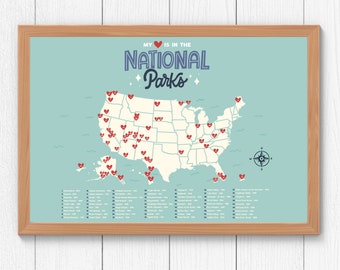 National Parks Map Wall Art | National Parks Print | National Parks Poster | Digital Download