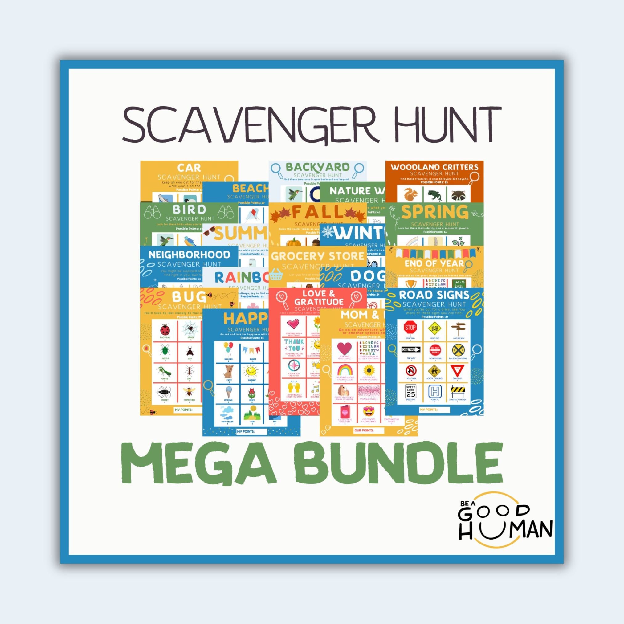 Scavenger Hunts Mega Bundle– Ultimate Printable Game Kit for Kids, Teens & Families | Year-Round Themed Hunt Activities |Treasure Hunt Clues