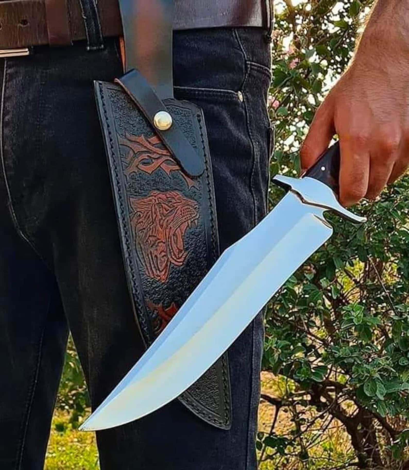 Handmade Hunting Bowie Knife, Crocodile Dundee Bowie, Rambo Knife, D2