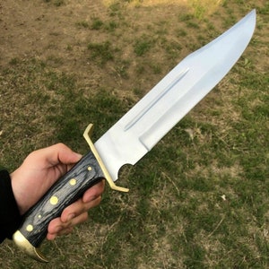Hunting Bowie Knife, Custom Handmade Stainless Steel Bowie With Leather Sheath