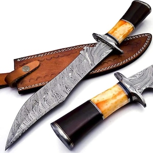 Handmade Damascus Hunting Knife With Rosewood Handle Gift for Father Wedding Gift Bowie Knife Birthday Gift Anniversary Gift Camping Knife