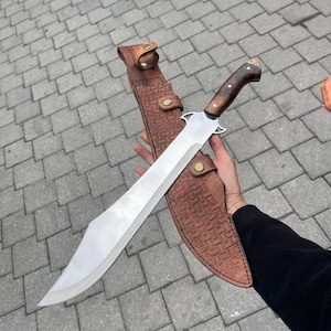 Hand forged Machete, Full Tang Survival Knife, Survival Tool, Ready to Use Machete Knife, Leather Sheath
