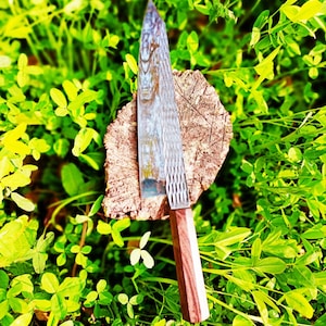 Handmade Damascus Steel Chef Kitchen Knife,Full Tang ,Beautiful Handmade Engrave,Exotic Rose Wood Handle,Personalized Gift FOR Him,USA Gifts