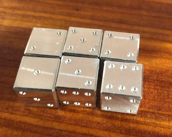 CNC Machined Aluminum Dice Made in the USA. Set of 6. 6 Sided 1/2 inch Aluminum Dice.