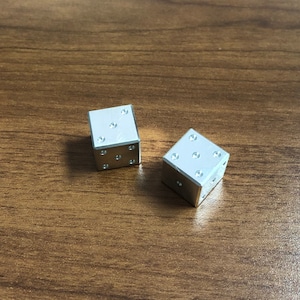 2 CNC Machined Aluminum Dice. Made in the USA. Set of 2. Six-Sided 1/2 inch Aluminum Dice.