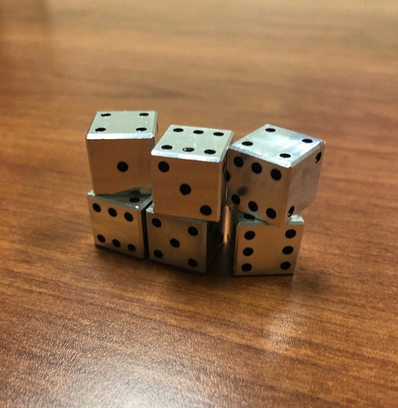 CNC Machined Aluminum Dice Set: Black Painted Dots, USA Made