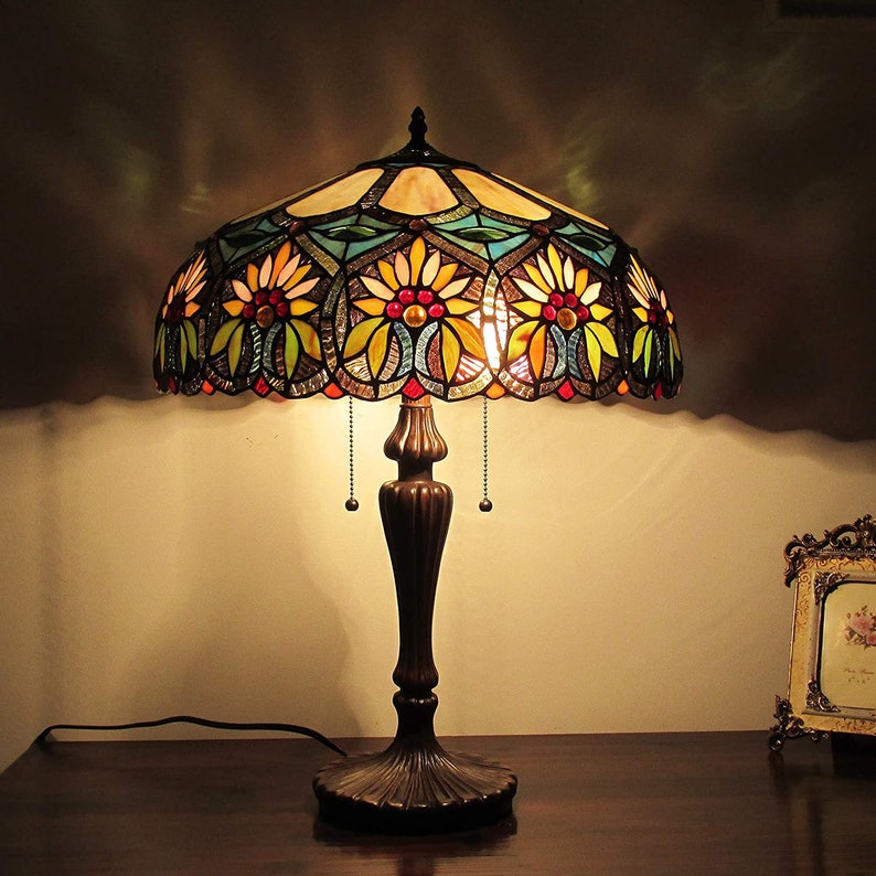Sunflower Tiffanystyle 2 Light Floral Table Lamp 18 Etsy