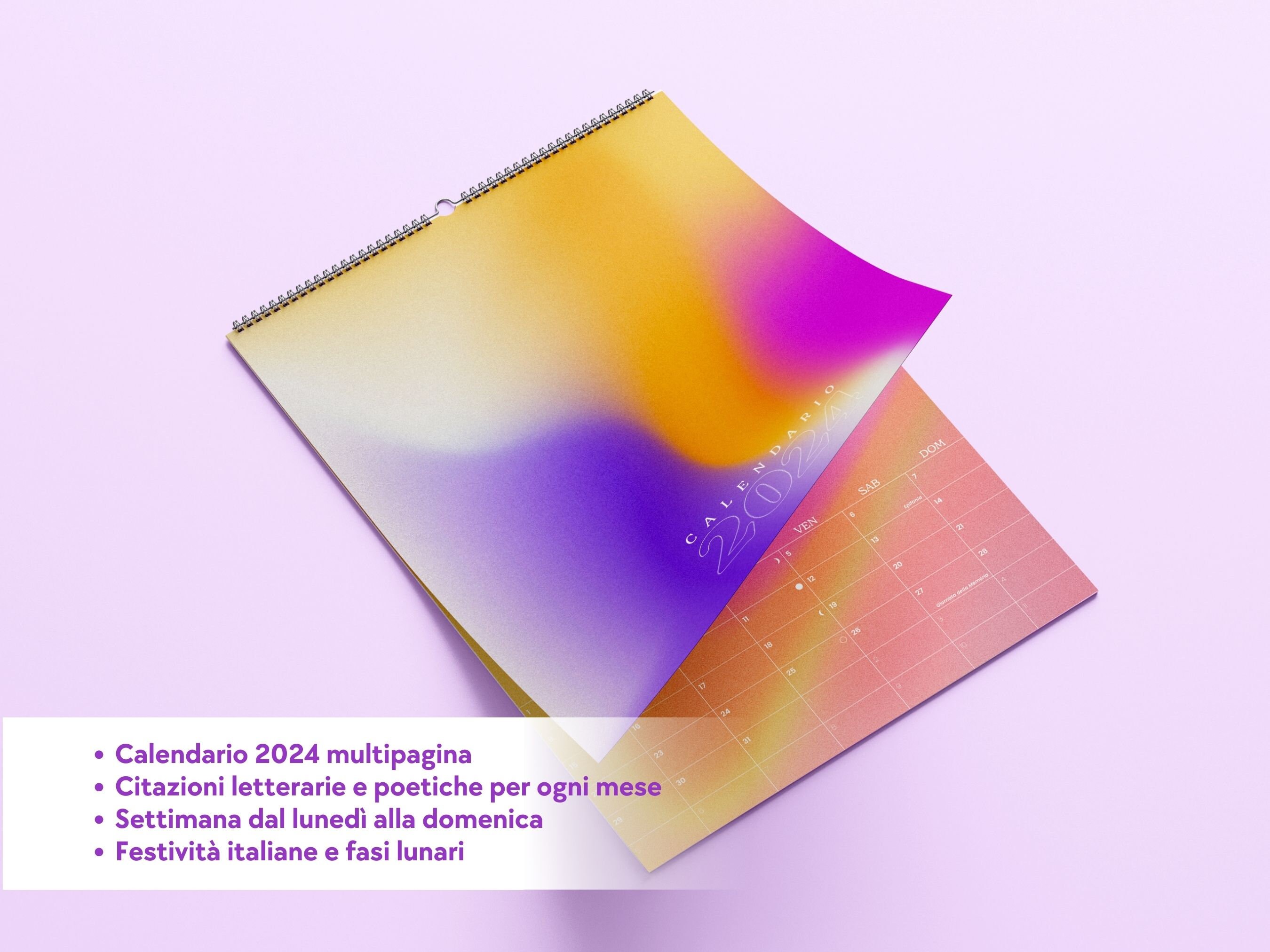 ITA 2024 Calendar / Wall Calendar / Gradient Calendar / Shades of Color