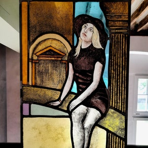 Stained glass, "Ola" Beautiful avant-garde stained glass handmade using traditional methods by an artist. Ready to hang! contemporary art