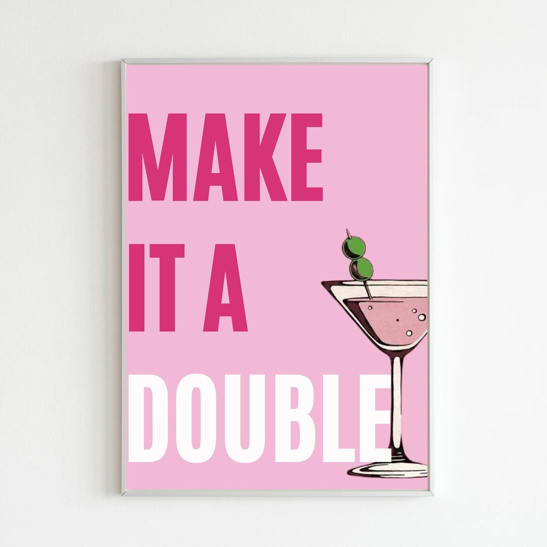 Pink Preppy Bar Wall Art, Preppy Room Decor, Dorm Room Art, Trendy Wall