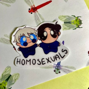 Satosugu pride month gay homosexual queer meme anime manga jjk juju.tsu kai.sen sug.uru.ge.to sa.tor.u go/jo sticker drawing
