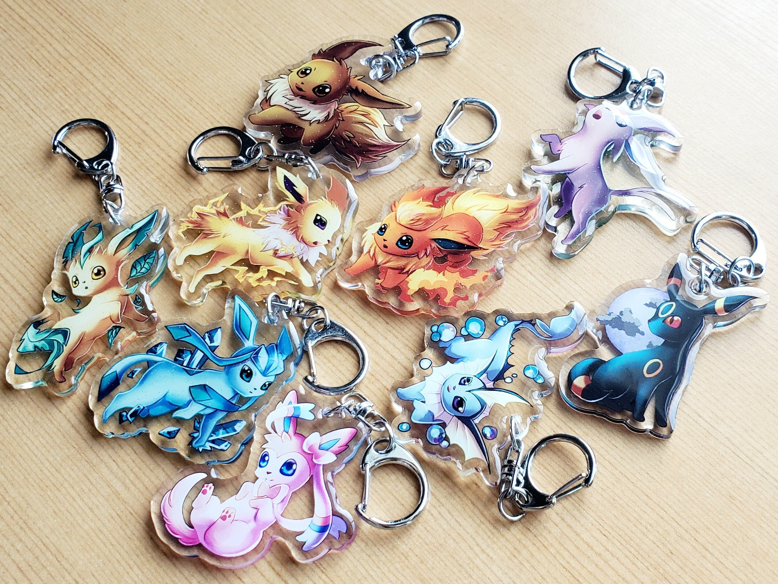 Cartoon 3D Anime Pokemon Eeveelution Pendant PVC Rubber Key Chain