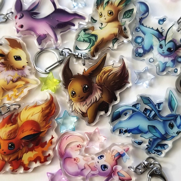 Eevee Evolution Keychain Anime Charm Pokemon | Eeveelution Umbreon Espeon Sylveon Leafeon Jolteon Flareon Glaceon