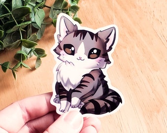 Brown and White Tabby Cat Sticker