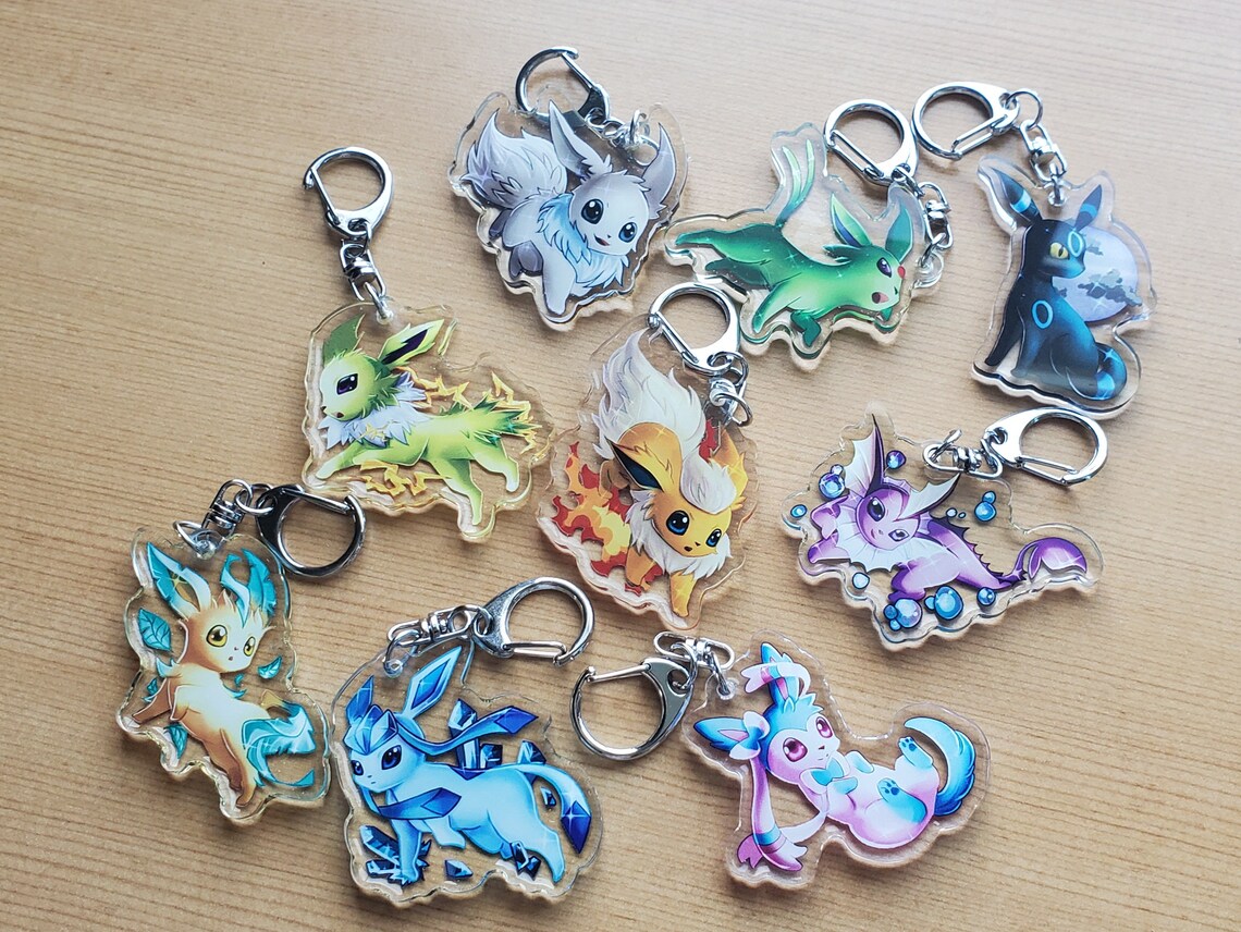 Eevee Evolution Keychain Anime Charm Pokemon Eeveelution | Etsy