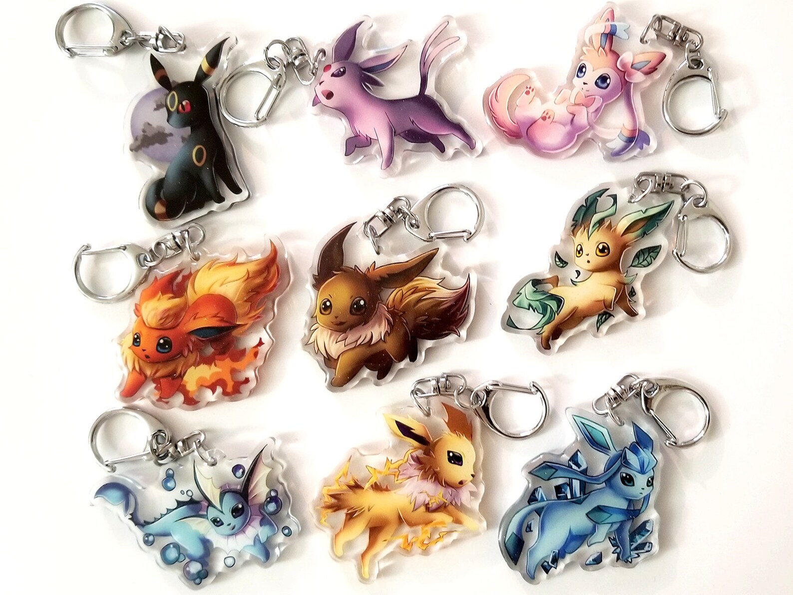 Eevee Evolution Keychain Anime Charm Pokemon Eeveelution | Etsy