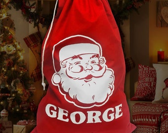 Personalised Santa Christmas Present Red Sack Add Your Own Name Perfect Xmas Gift Stocking